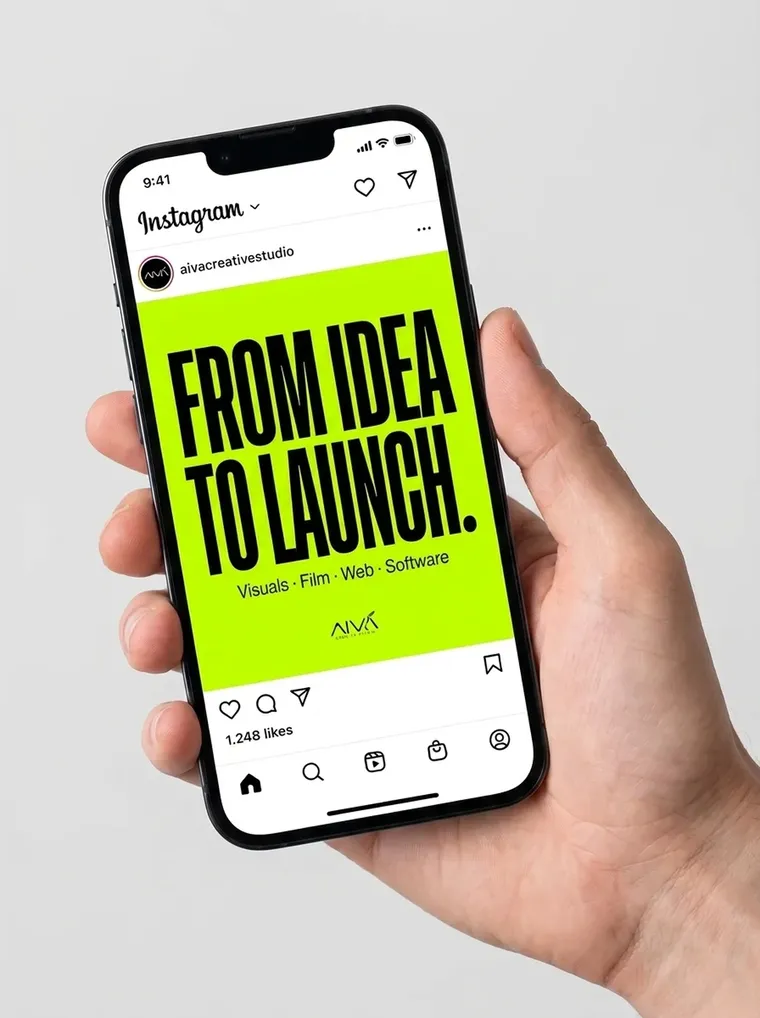 AIVA Instagram post on a phone