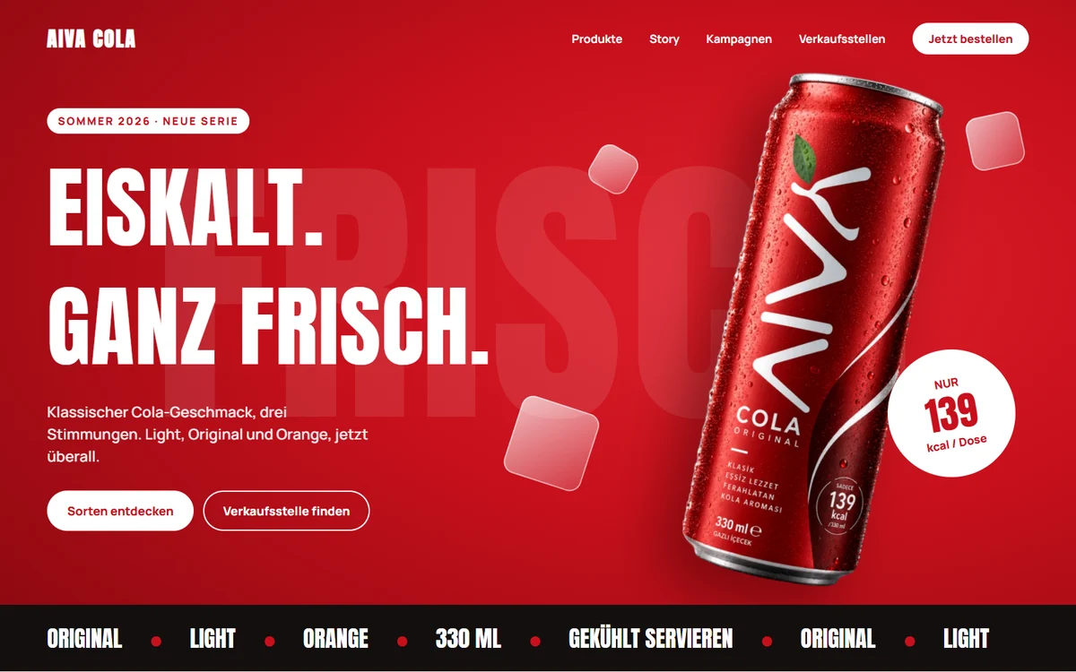Website-Design für AIVA Cola