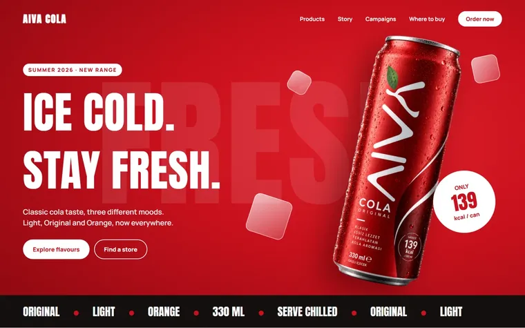 AIVA Cola website design