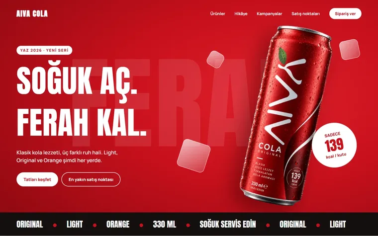 AIVA Cola web sitesi tasarımı