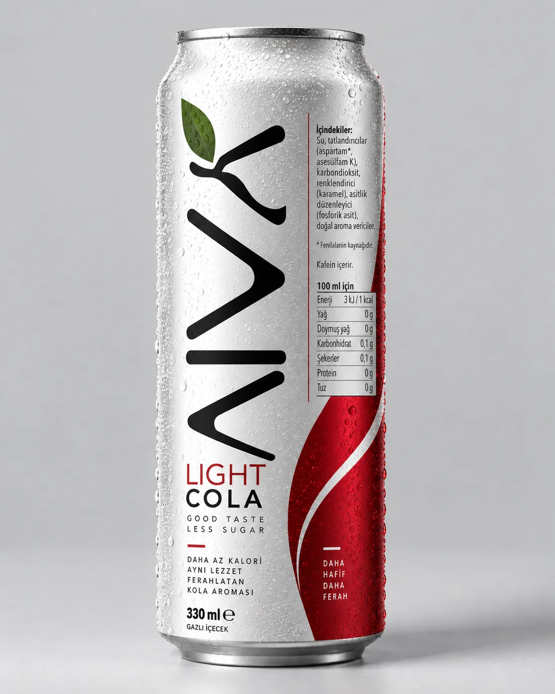 AIVA Light Cola kutu packshot'ı