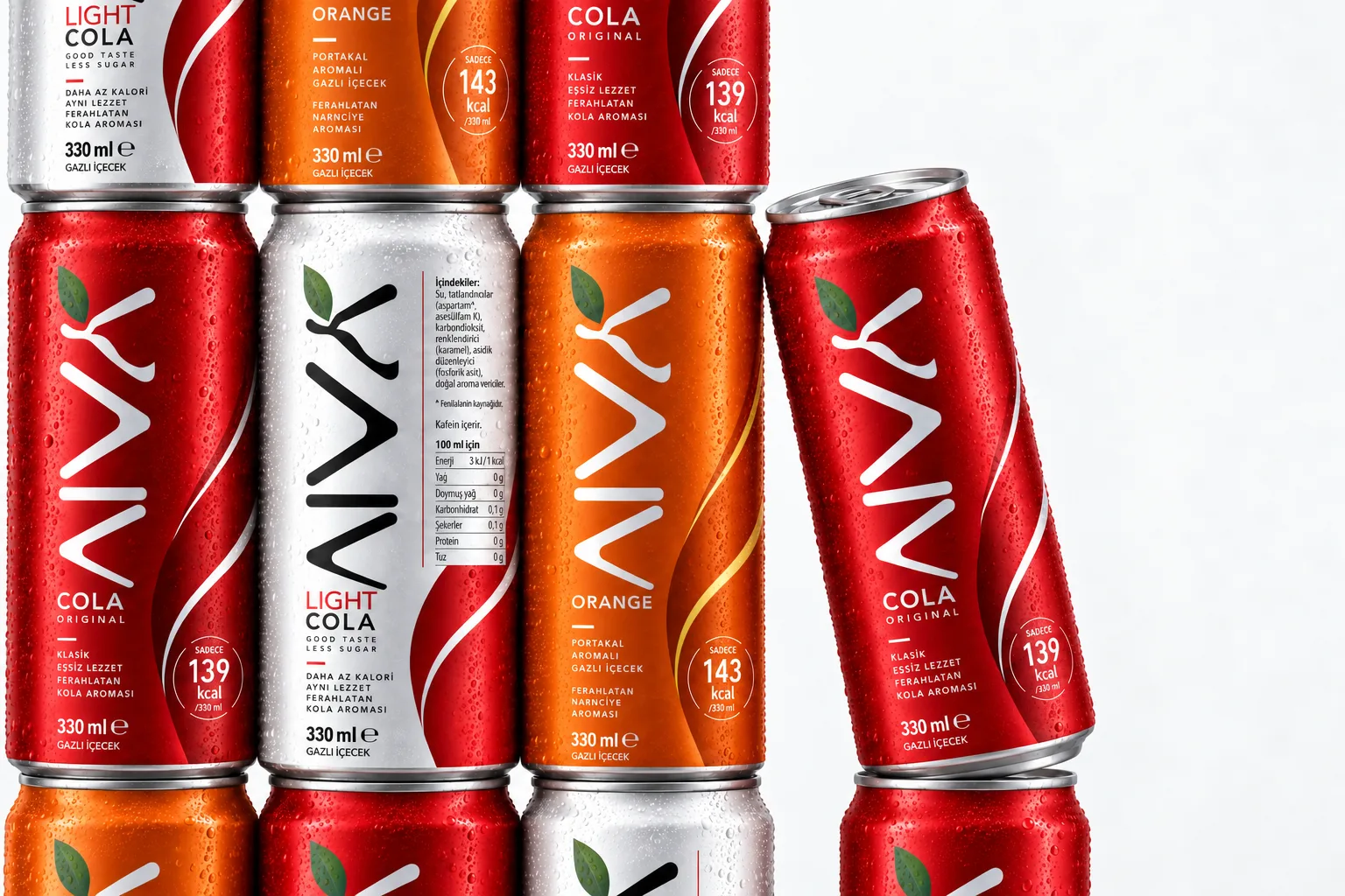 AIVA Cola, Light ve Orange kutulardan oluşan seri